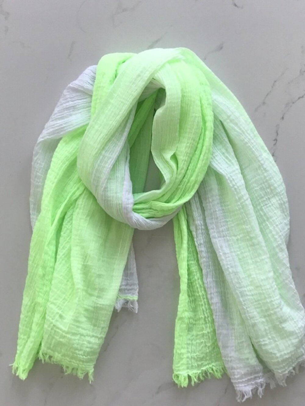 Lululemon Vinyasa Scarf Womens O/S neon green white Wrap Yoga Shawl light weight